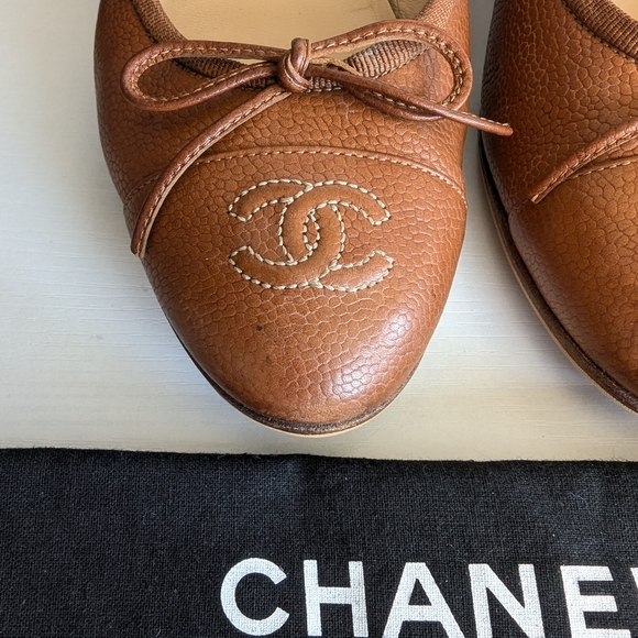Chanel Brown Leather Loafers with Embossed Logo - Picture 5 of 15